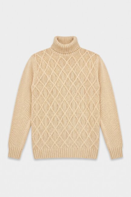 Beige Wool Turtleneck Sweater - 1