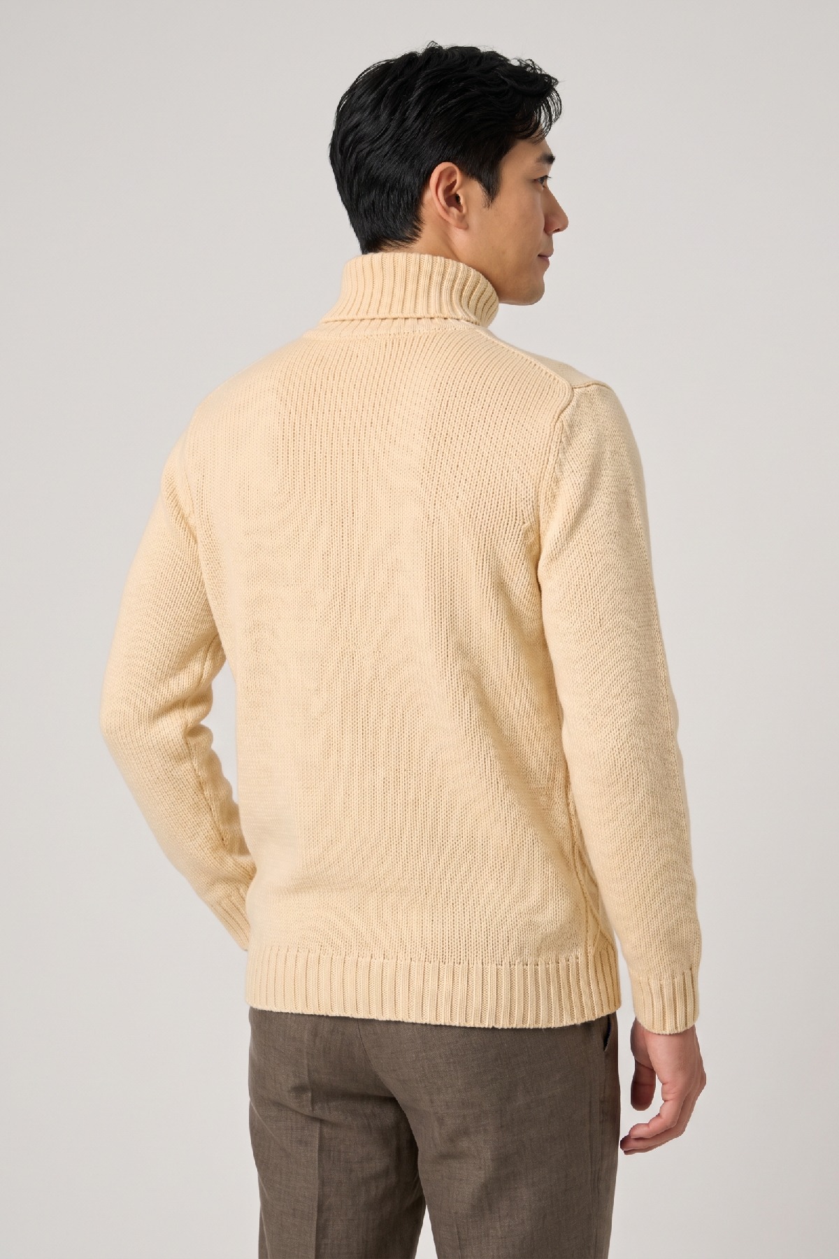 Beige Wool Turtleneck Sweater - 5