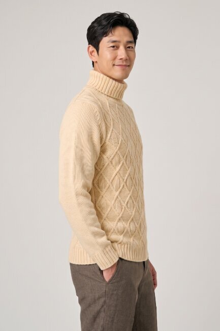 Beige Wool Turtleneck Sweater - 4