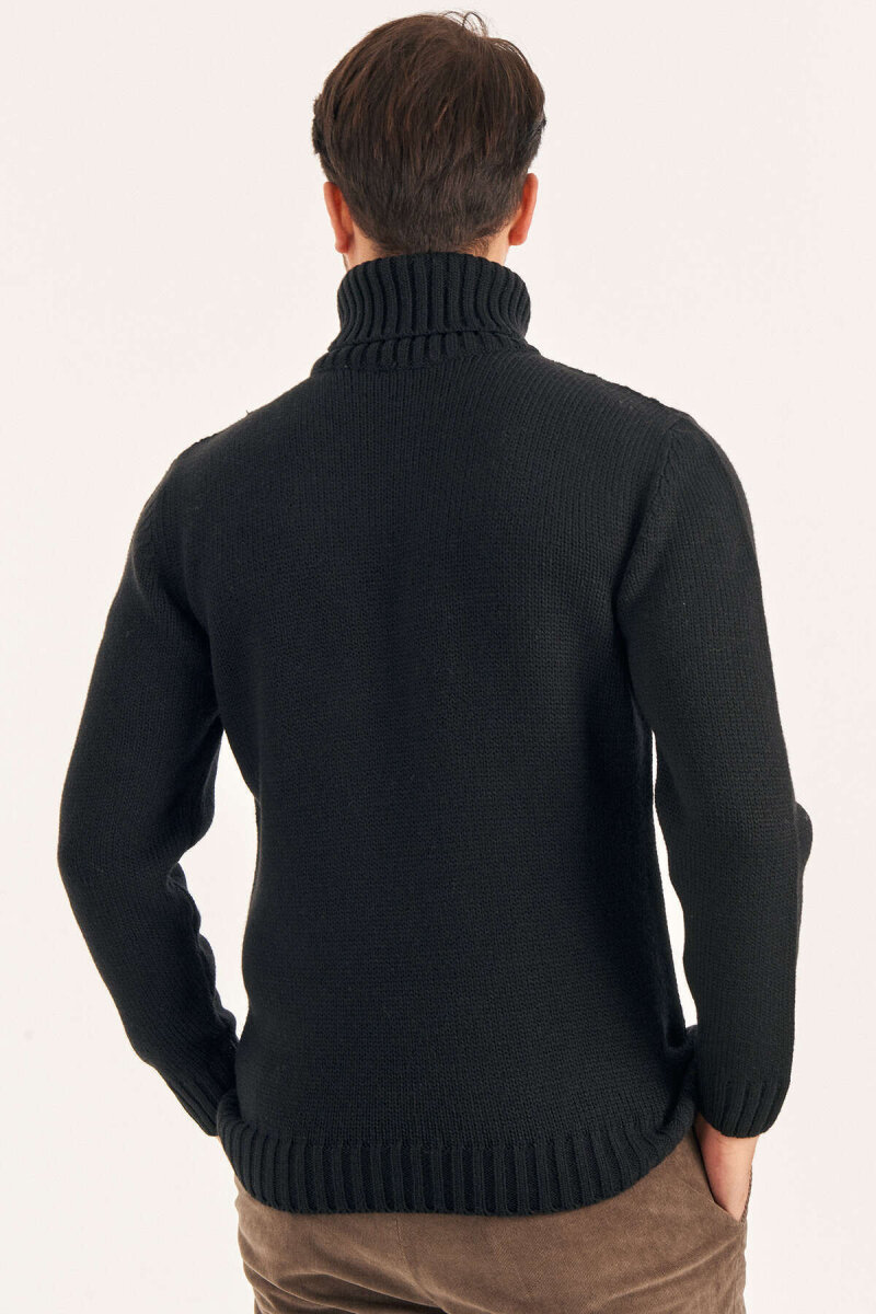 Black Wool Turtleneck Sweater - 5