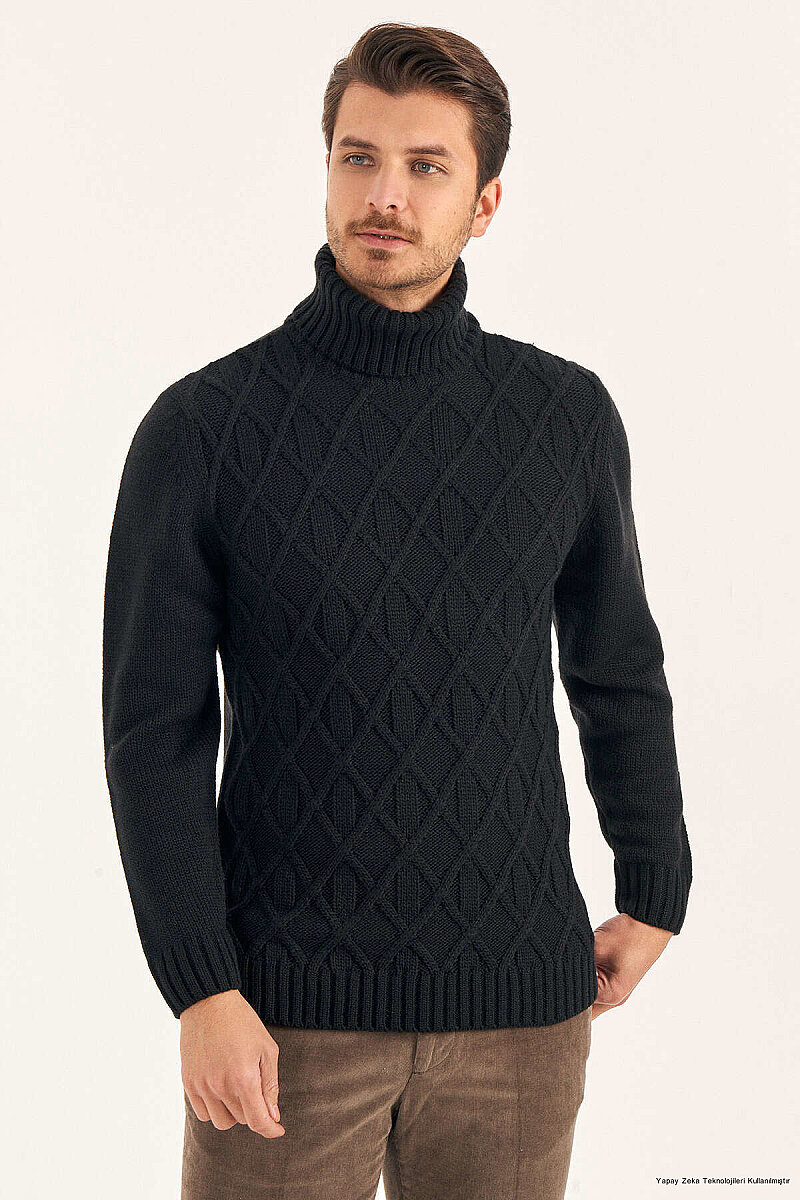 Black Wool Turtleneck Sweater