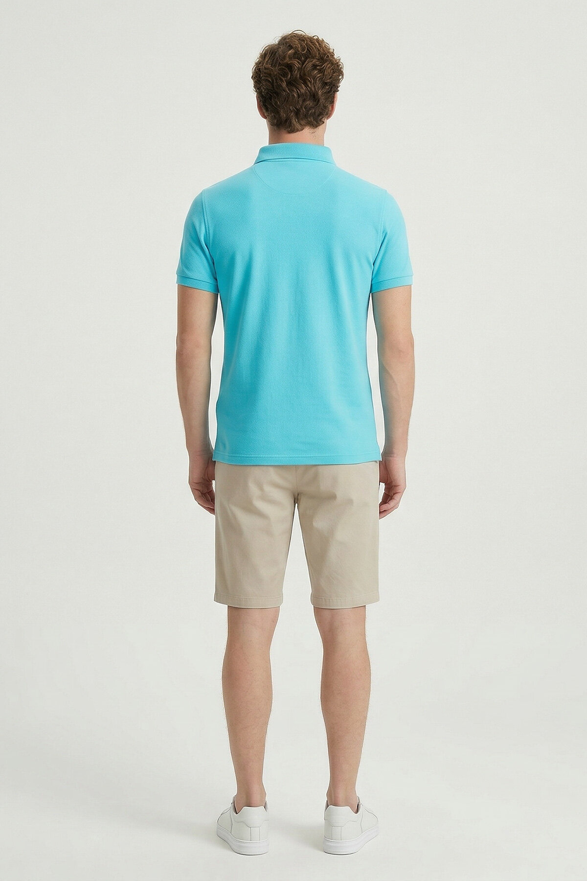 Turkuaz %100 Pamuk Polo Tişört - 6