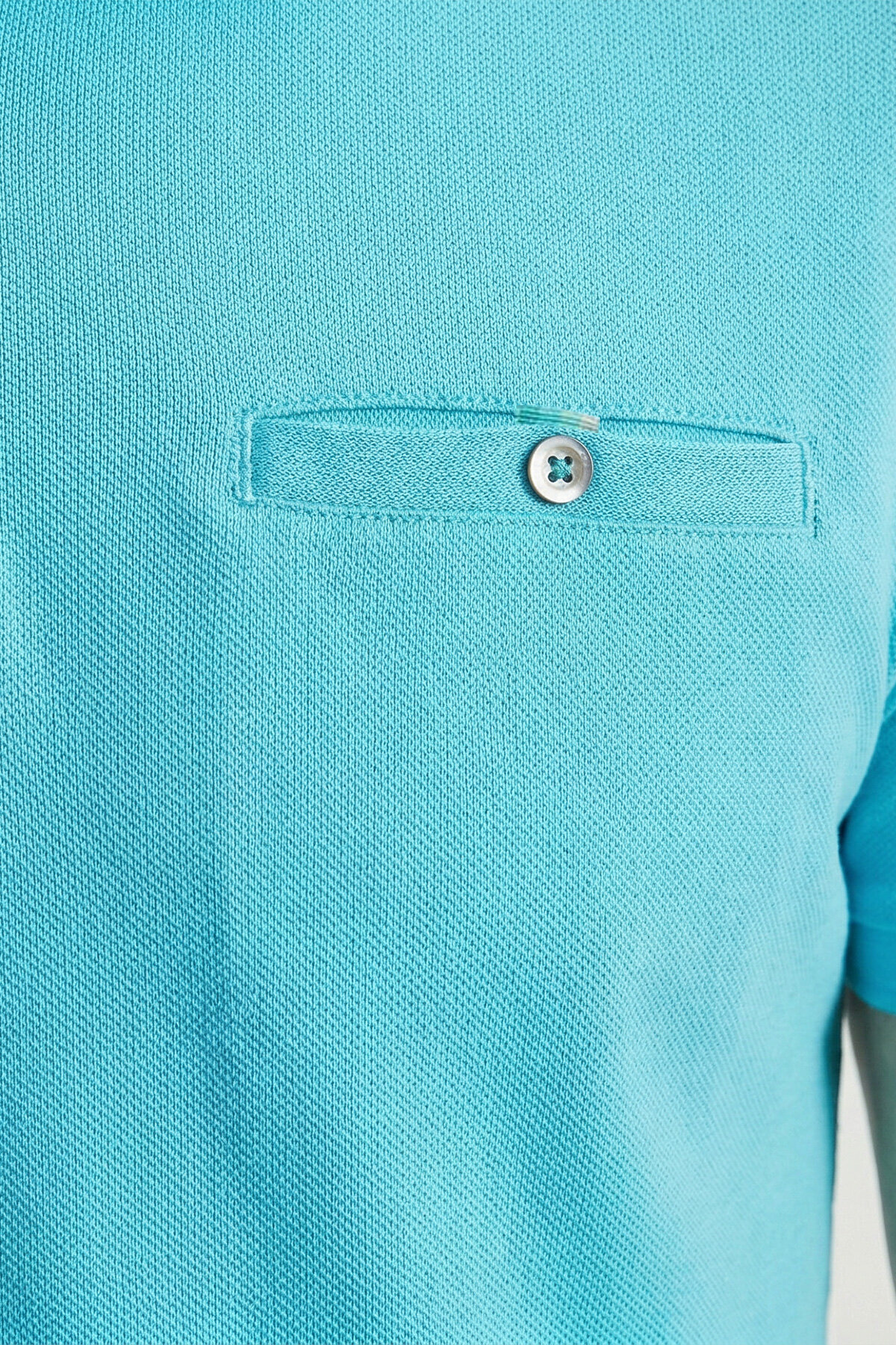 Turkuaz %100 Pamuk Polo Tişört - 3