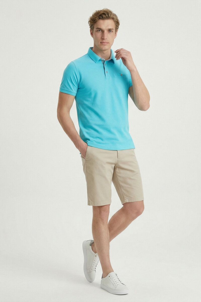 Turquoise 100% Cotton Polo T-shirt (1)