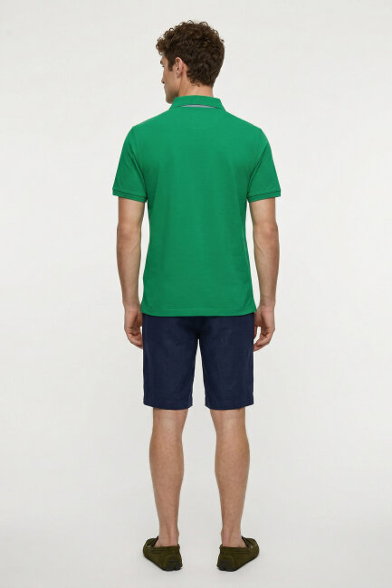 Yeşil %100 Pamuk Polo Tişört - 6