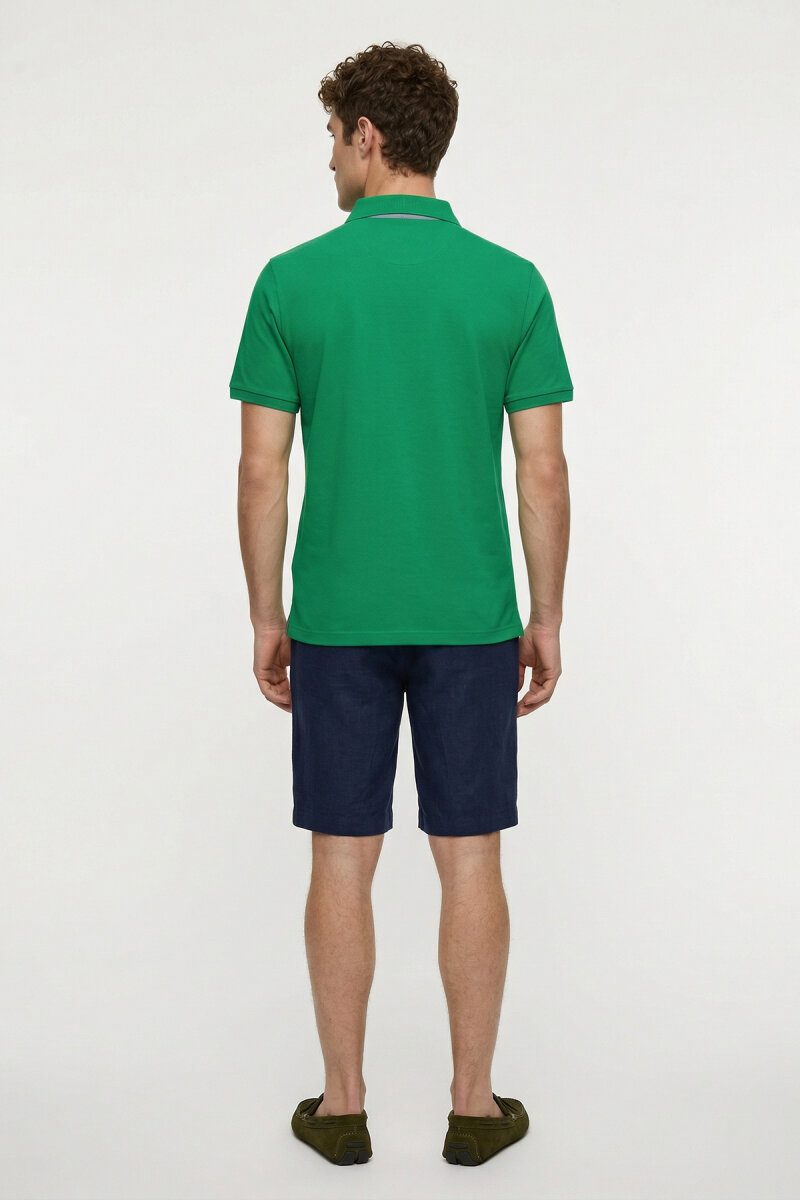 Yeşil %100 Pamuk Polo Tişört - 6