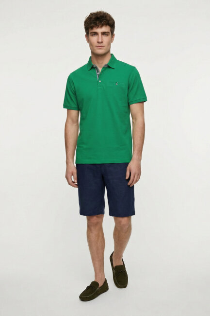 Yeşil %100 Pamuk Polo Tişört - 3