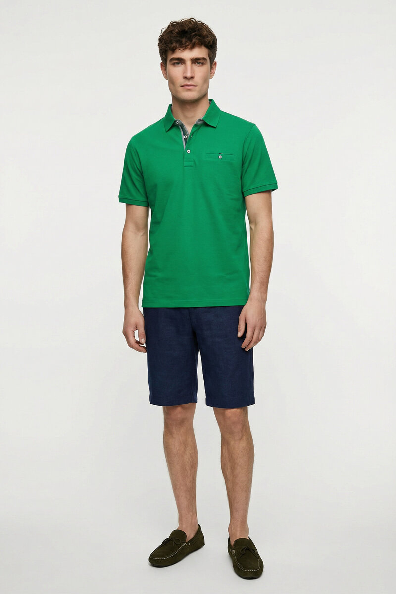 Yeşil %100 Pamuk Polo Tişört - 5