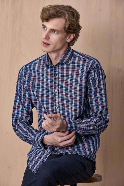 Lacivert %100 Pamuk Gömlek - 1