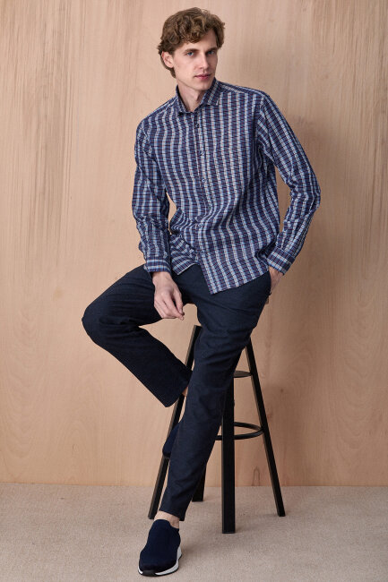 Lacivert %100 Pamuk Gömlek - 3