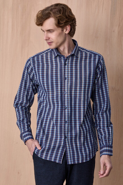 Lacivert %100 Pamuk Gömlek - 4