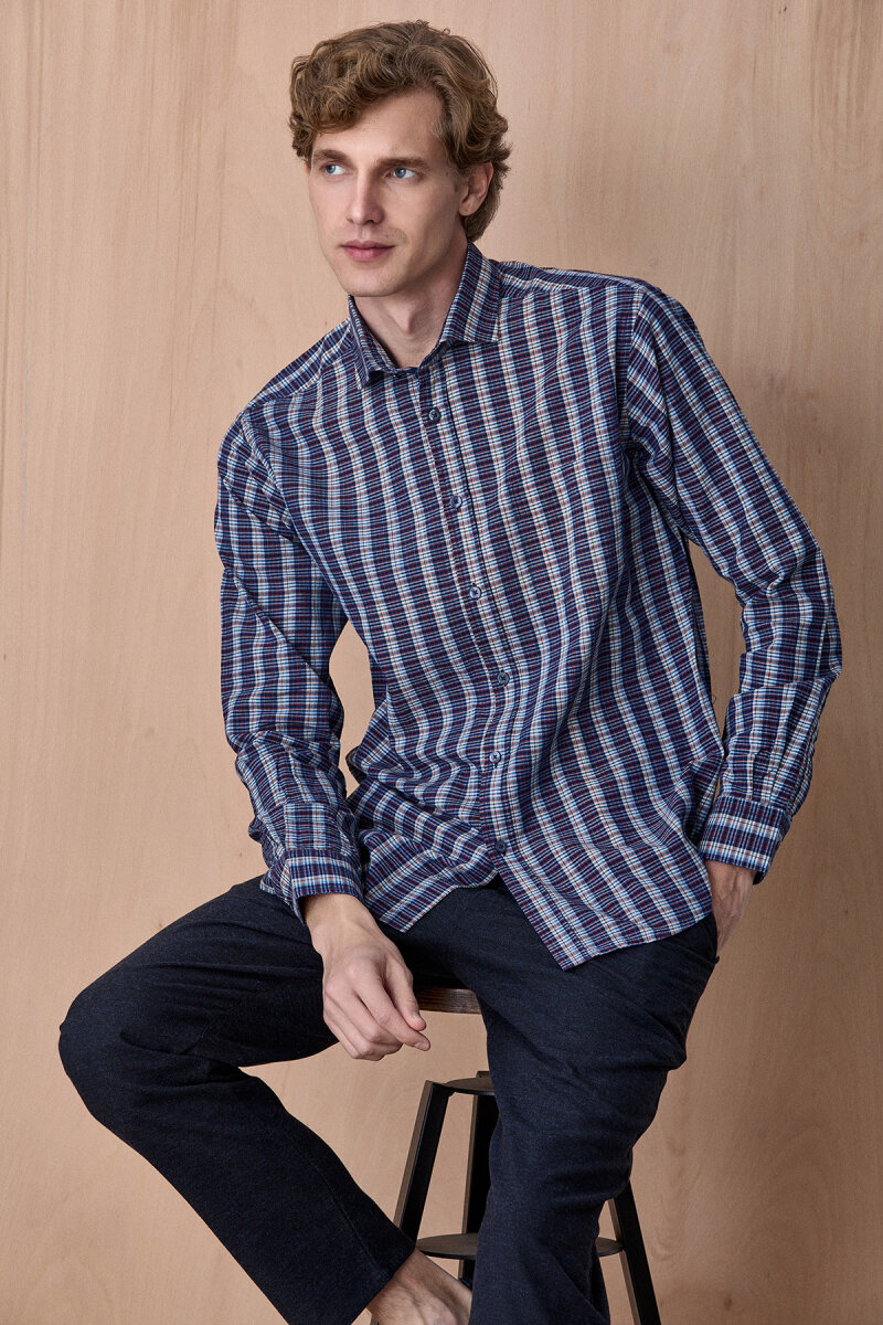 Lacivert %100 Pamuk Gömlek - 5