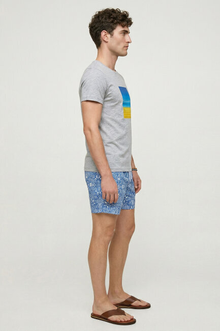 Grey Melange 100% Cotton Printed T-shirt - 4