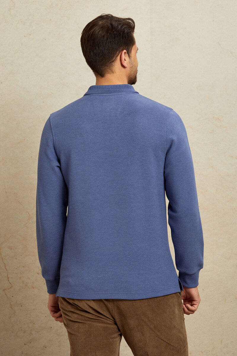 Mavi Pamuklu Polo Sweatshirt - 6