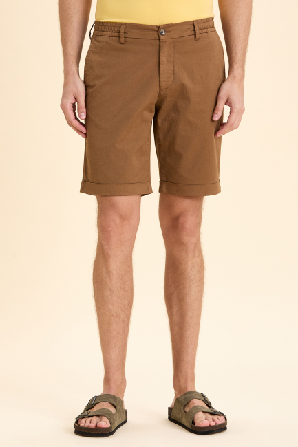 Kahverengi Pamuklu Bermuda Şort 