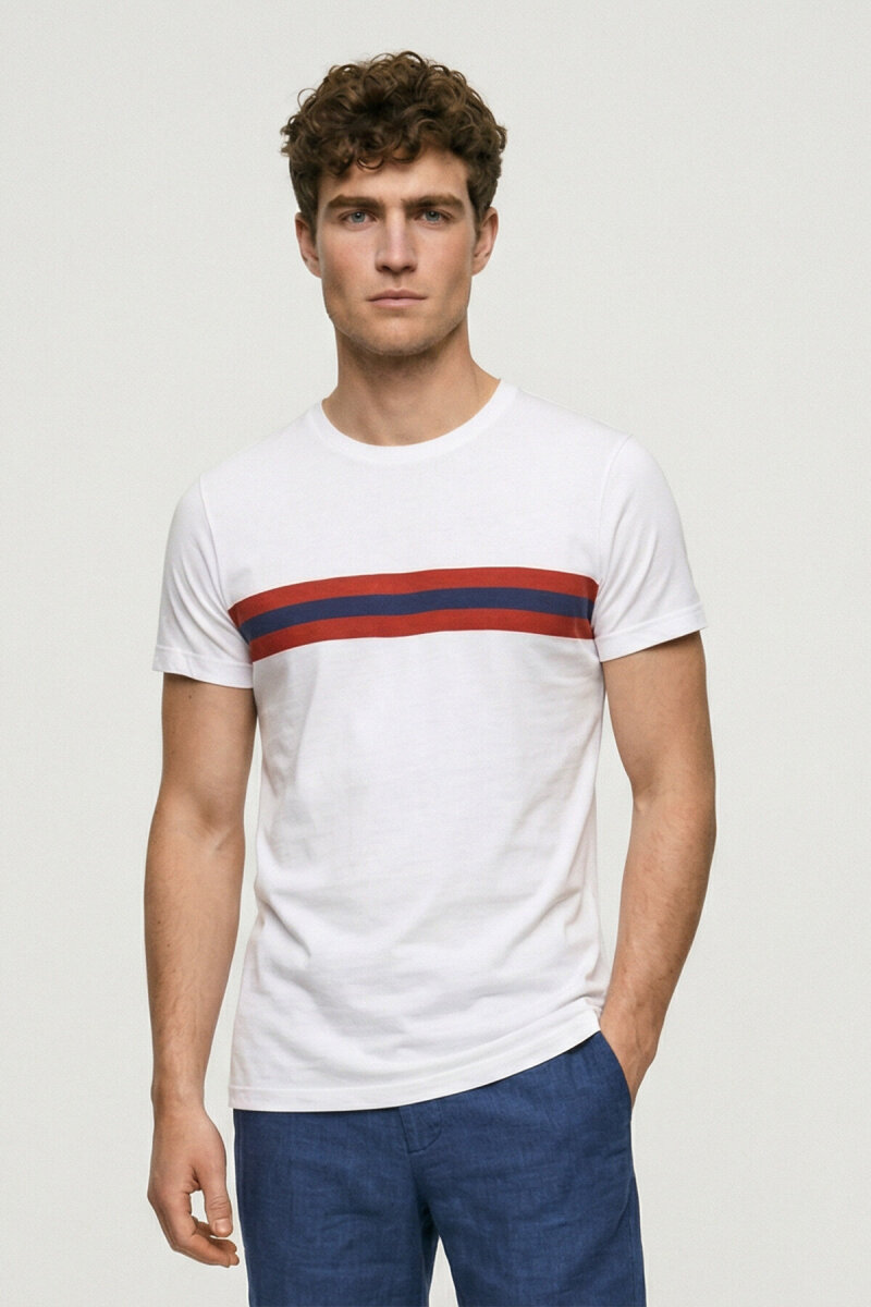 White 100% Cotton Printed T-shirt - 1
