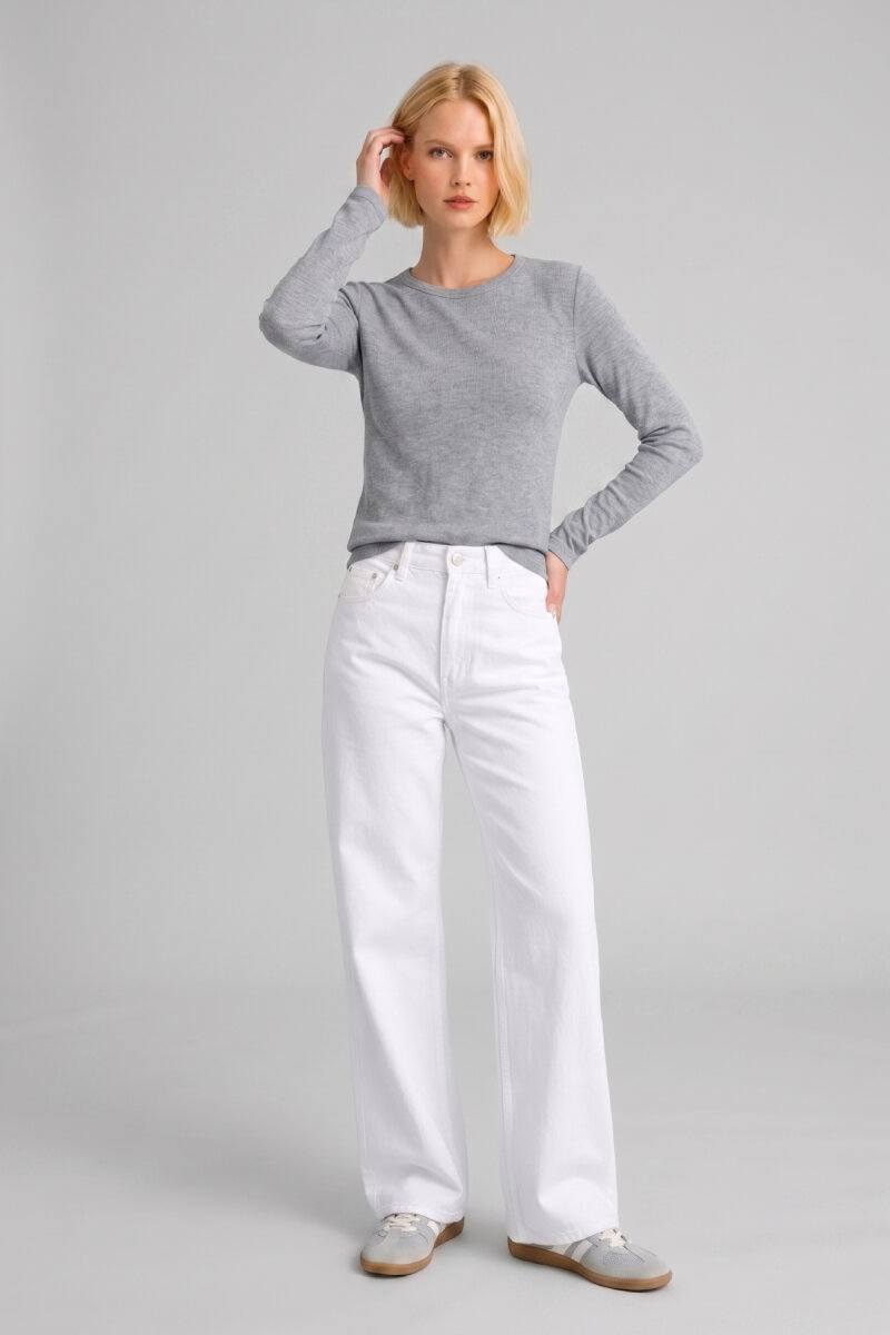 Gri %100 Pamuk Basic Sweatshirt - 2