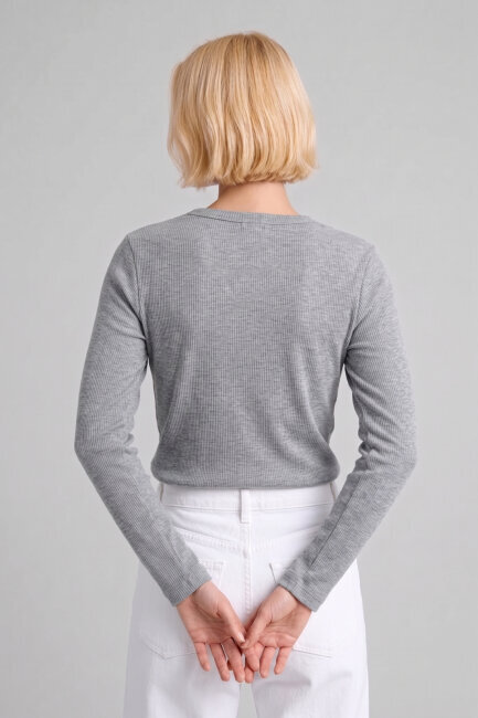 Gri %100 Pamuk Basic Sweatshirt - 5