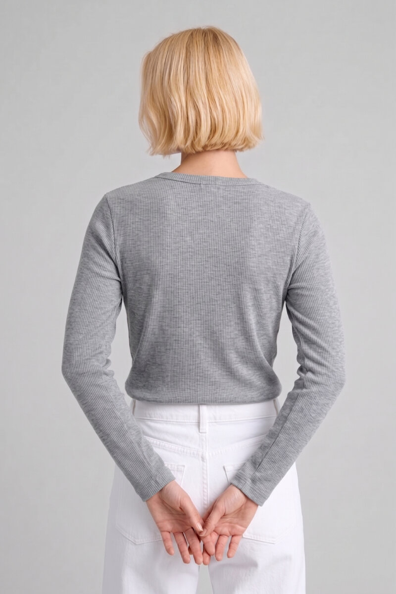 Gri %100 Pamuk Basic Sweatshirt - 5