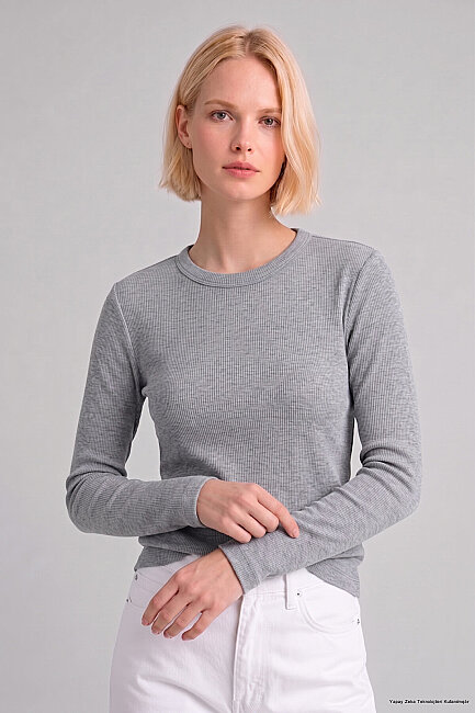 Gri %100 Pamuk Basic Sweatshirt