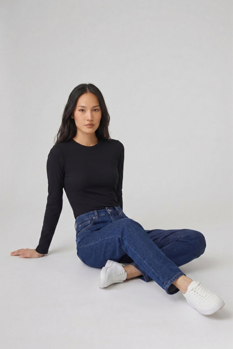 Siyah %100 Pamuk Sweatshirt - 3