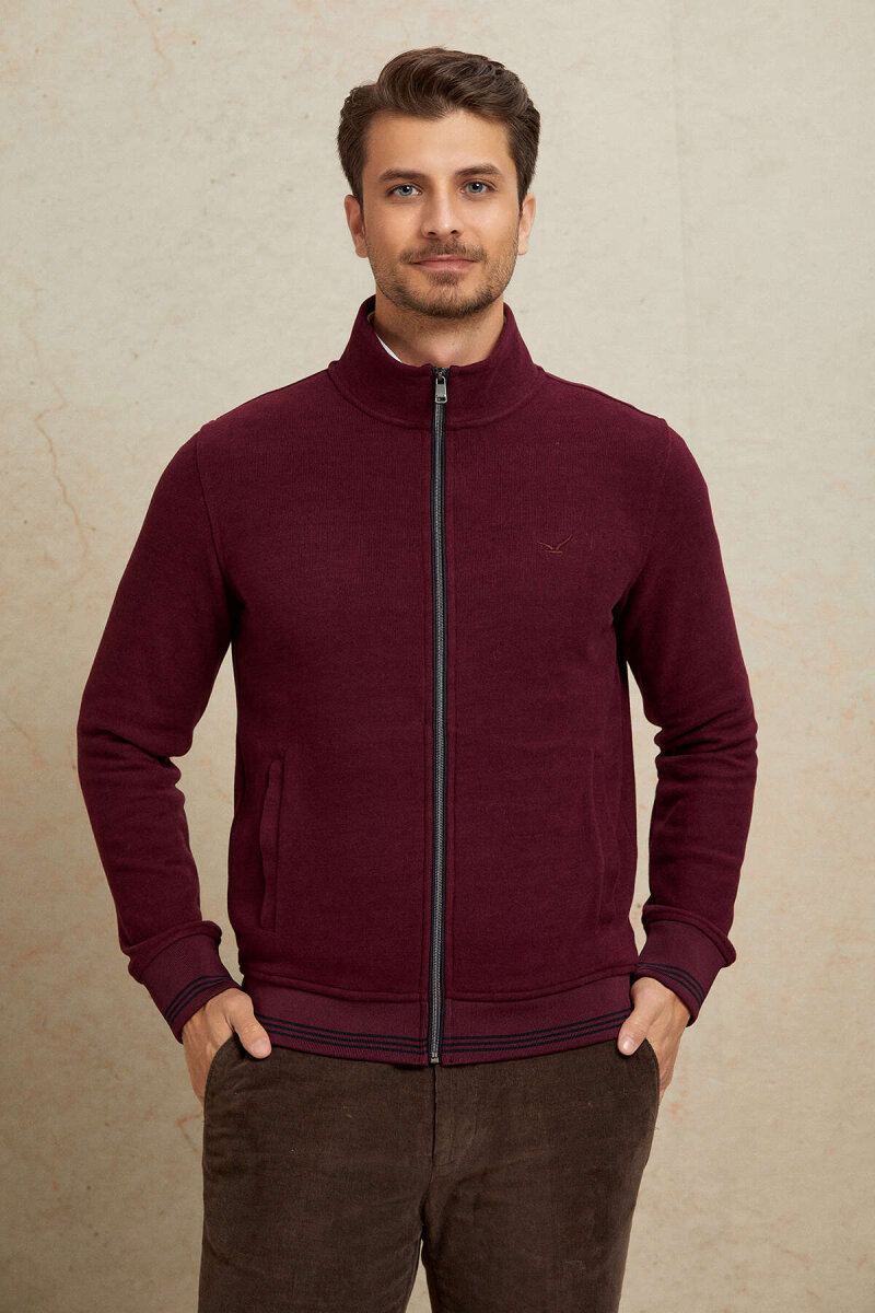 Bordo Pamuklu Sweatshirt - 4