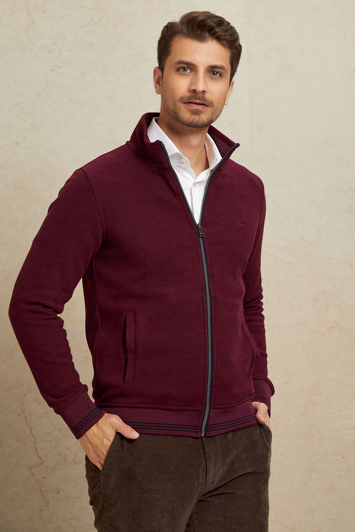 Bordo Pamuklu Sweatshirt - 2