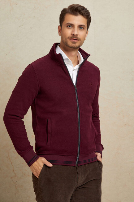 Bordo Pamuklu Sweatshirt - 2