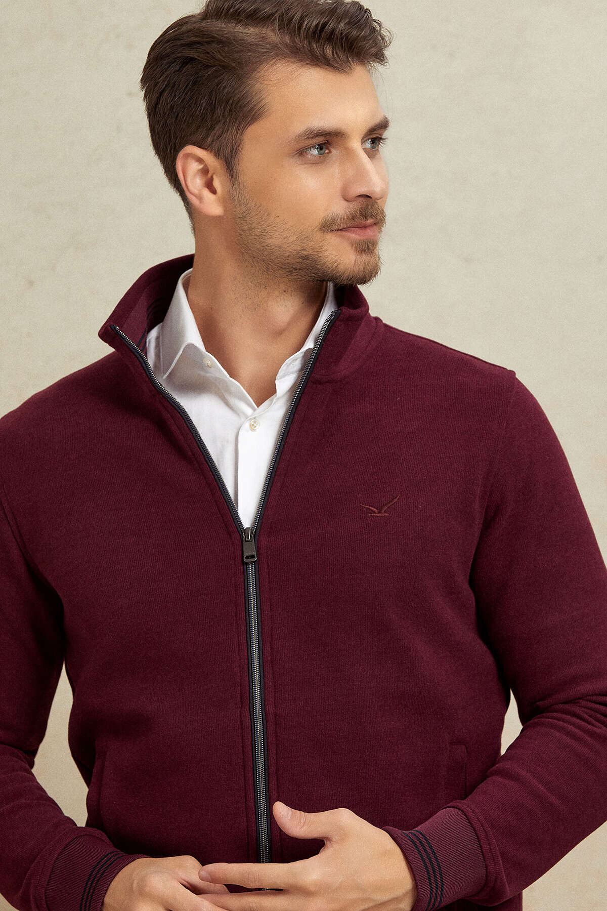 Bordo Pamuklu Sweatshirt - 3