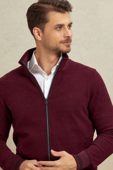 Bordo Pamuklu Sweatshirt - 3