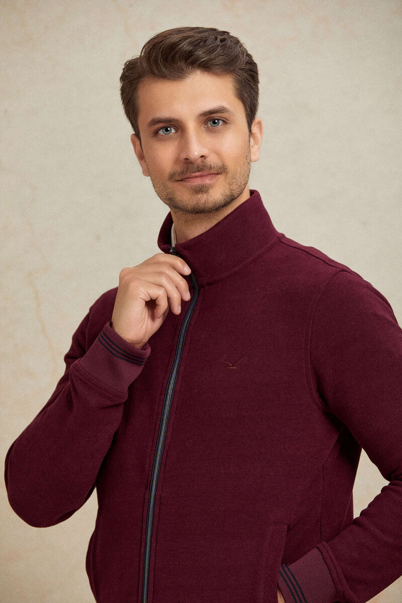 Bordo Pamuklu Sweatshirt - 5