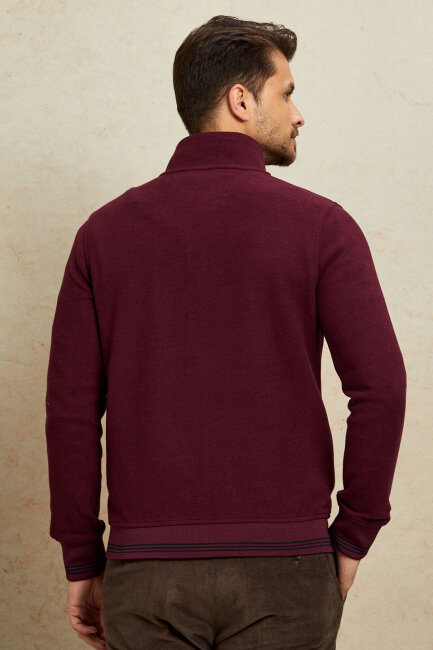 Bordo Pamuklu Sweatshirt - 6