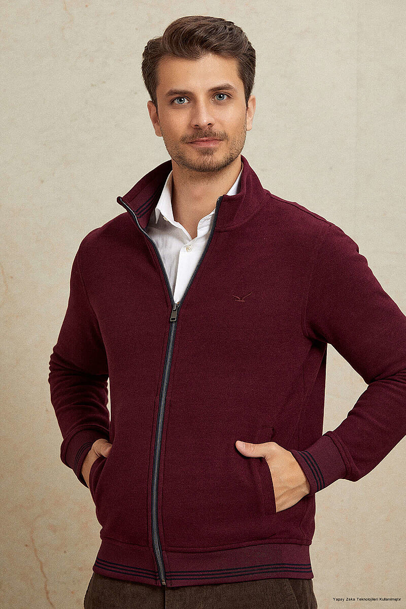 Bordo Pamuklu Sweatshirt