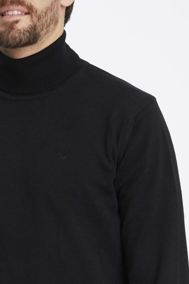 Black 100% Cotton Turtleneck Sweater - 3