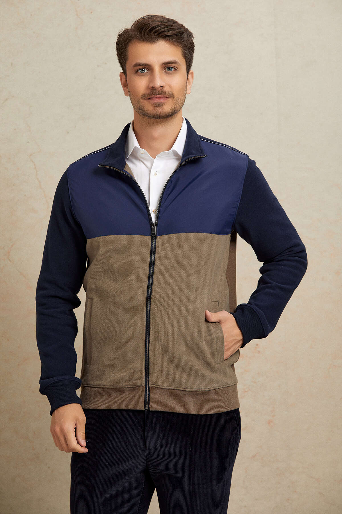 Bej %100 Pamuk Sweatshirt - 1