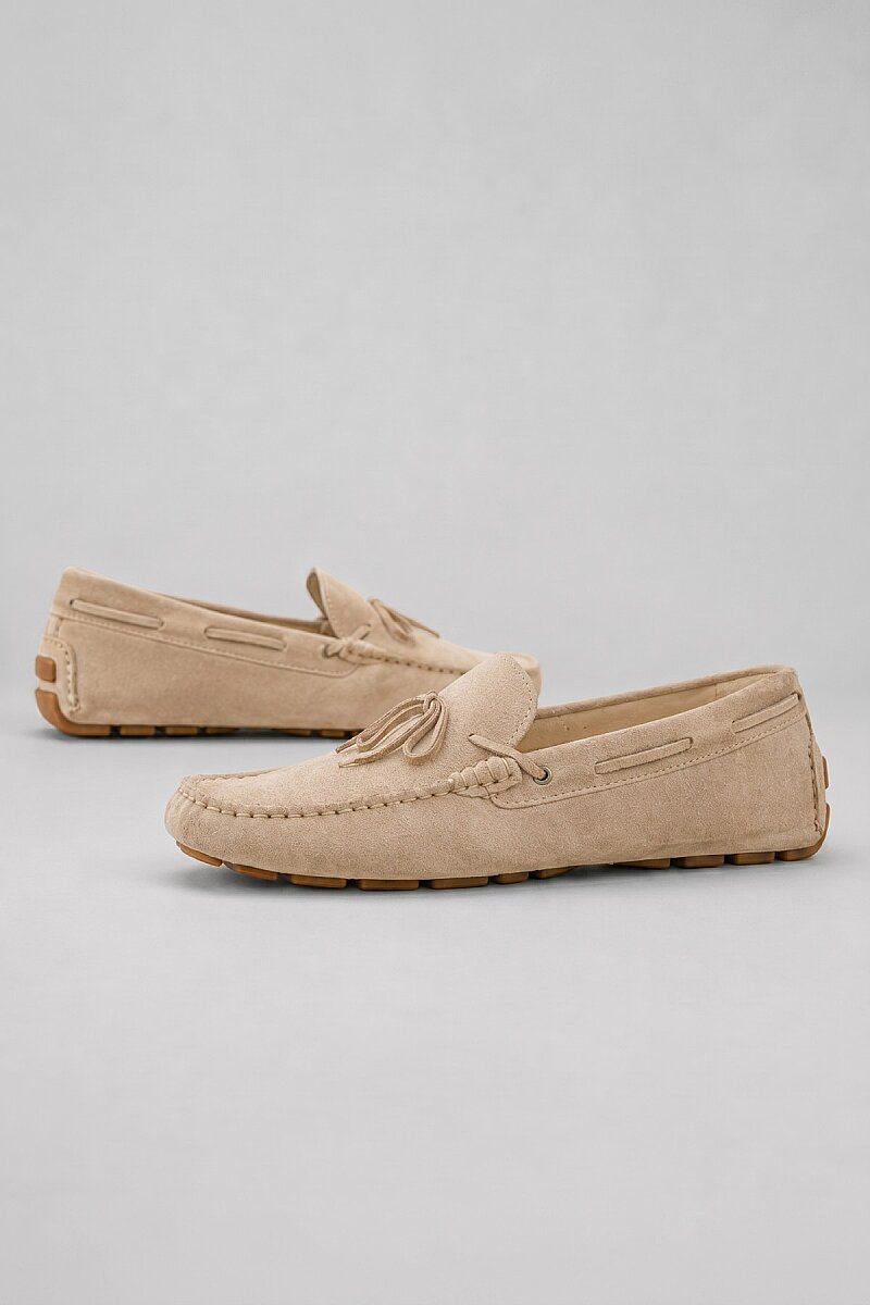 Bej %100 Deri Loafer Ayakkabı - 3
