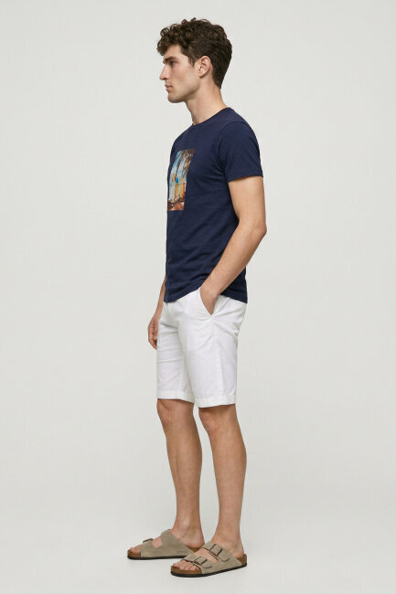 Navy Blue 100% Cotton Printed T-shirt - 4