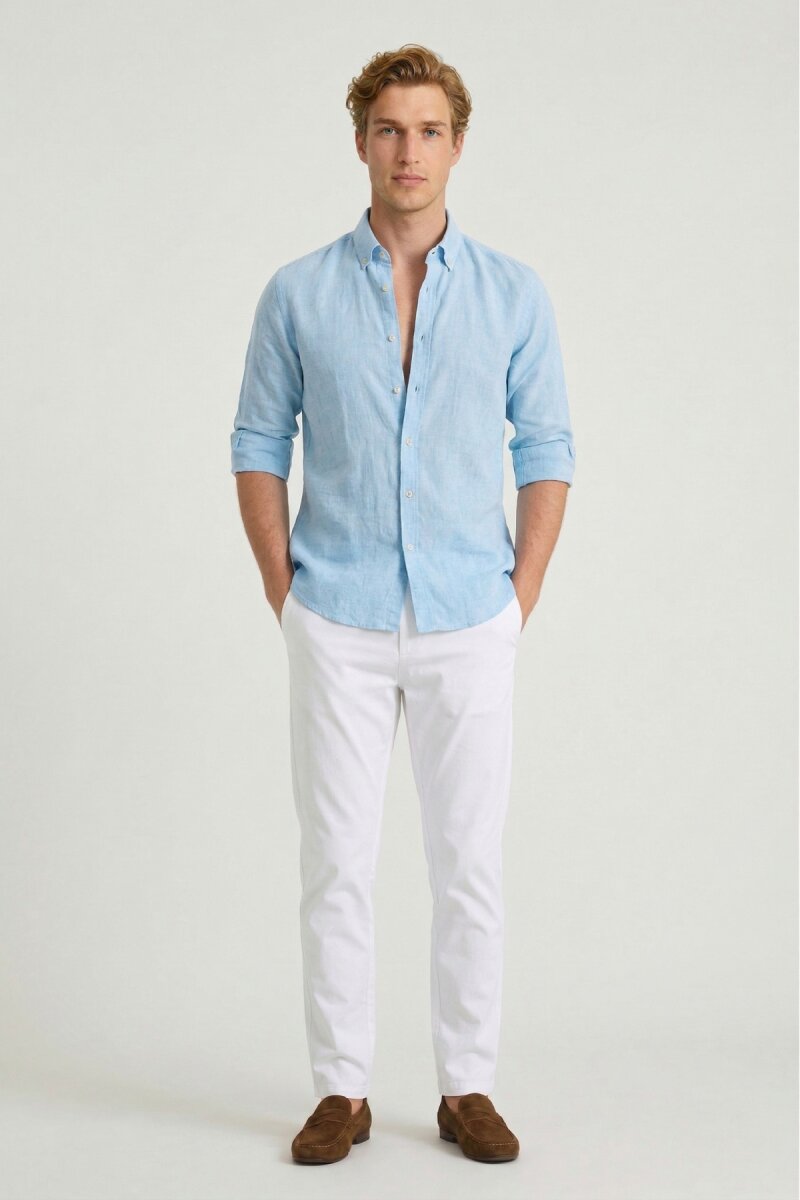 Beyaz Pamuklu Pantolon - 2