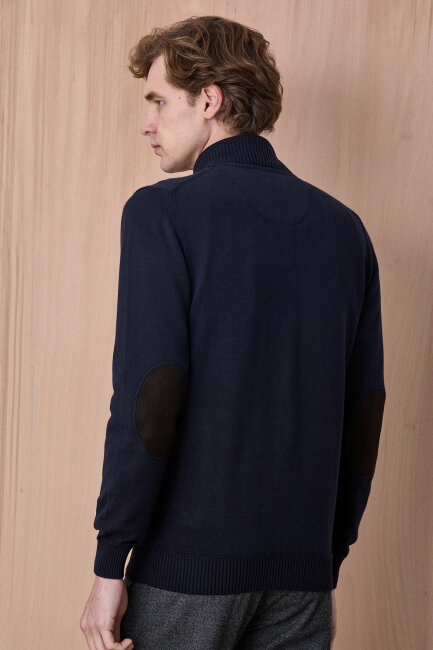 Lacivert %100 Pamuk Örgü Hırka - 6