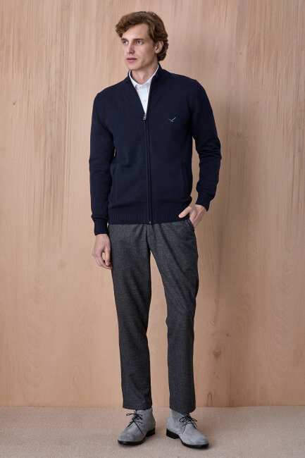 Lacivert %100 Pamuk Örgü Hırka - 3