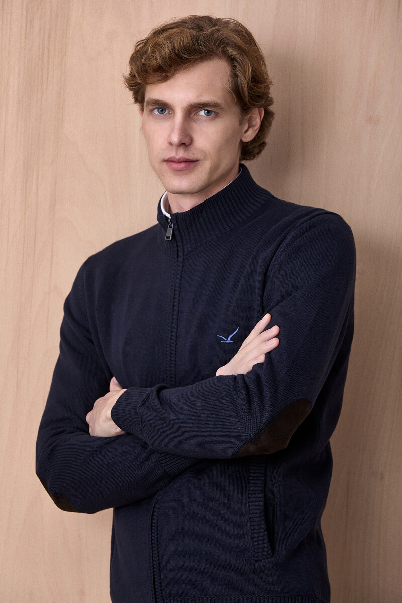 Lacivert %100 Pamuk Örgü Hırka - 4