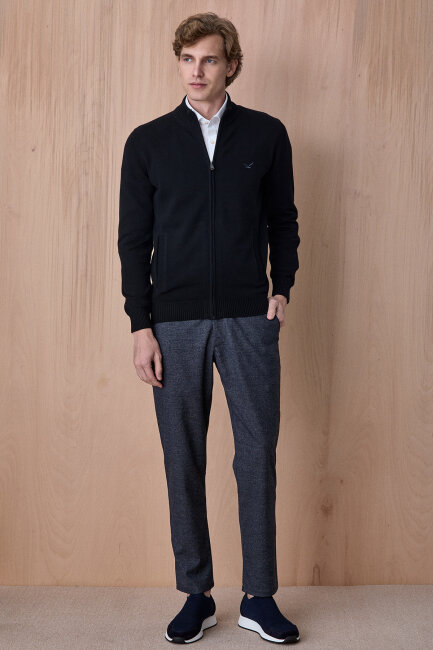 Siyah %100 Pamuk Örgü Hırka - 3