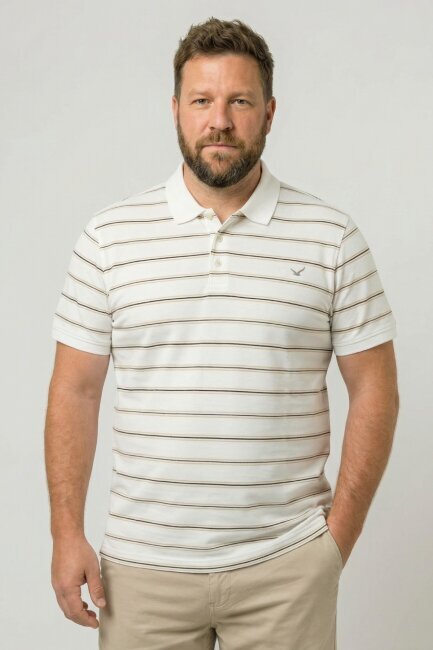 Beyaz %100 Pamuk Büyük Beden Polo Tişört