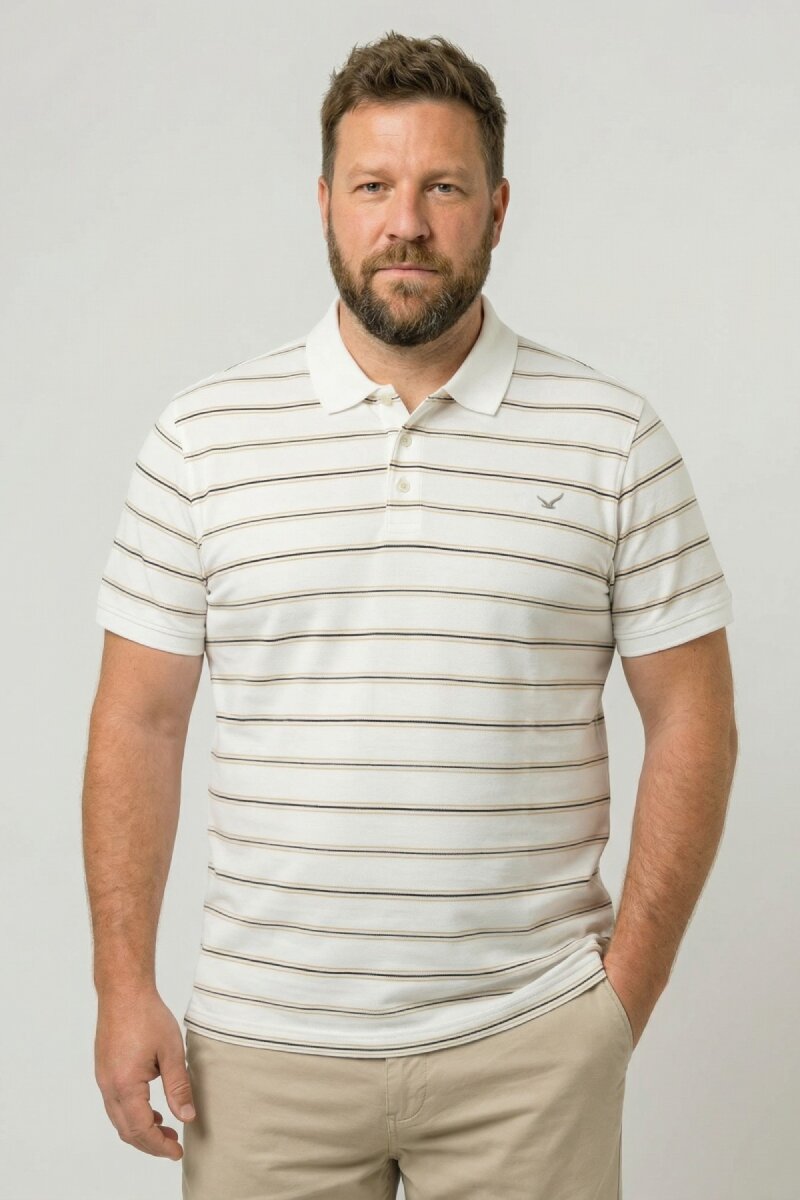 Beyaz %100 Pamuk Büyük Beden Polo Tişört