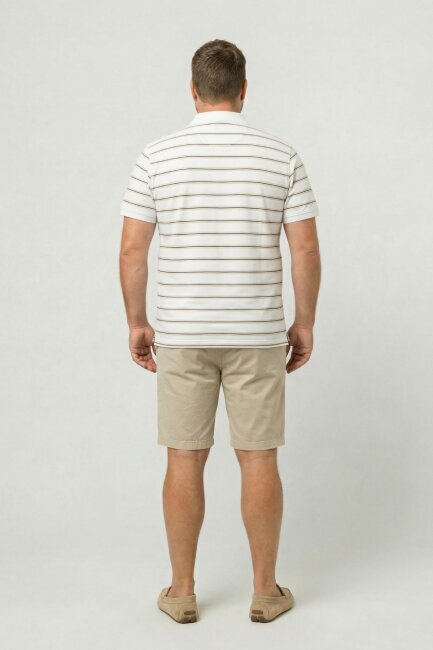 Beyaz %100 Pamuk Büyük Beden Polo Tişört - 6