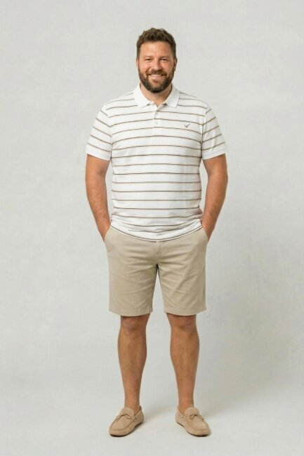 Beyaz %100 Pamuk Büyük Beden Polo Tişört - 5