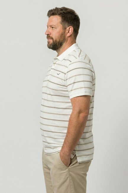 Beyaz %100 Pamuk Büyük Beden Polo Tişört - 4