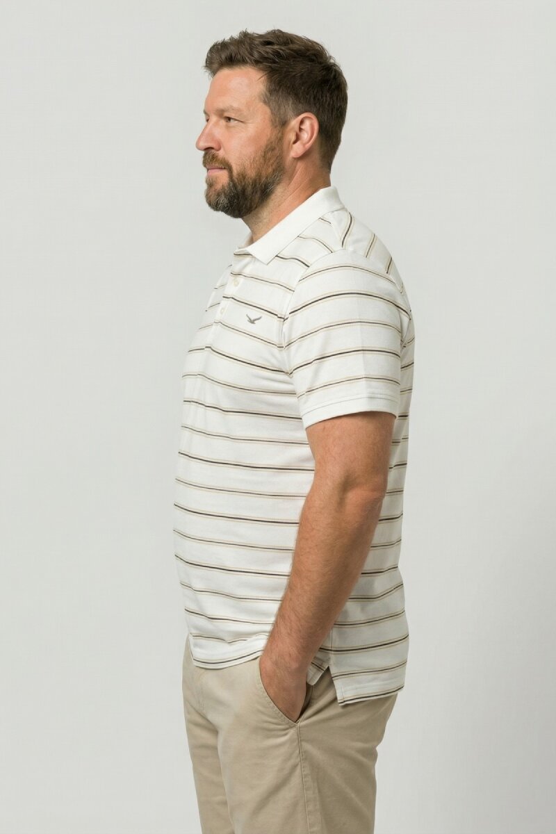 Beyaz %100 Pamuk Büyük Beden Polo Tişört - 4