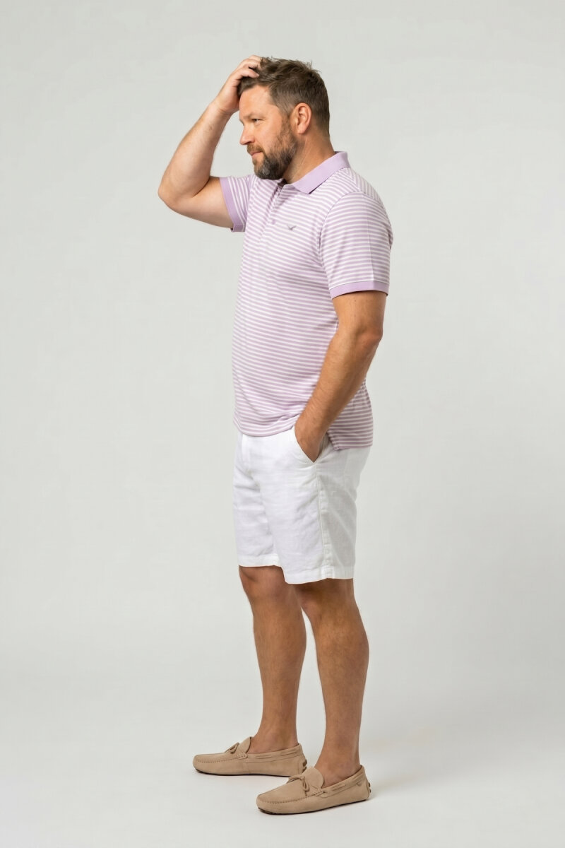 Pembe %100 Pamuk Büyük Beden Polo Tişört - 3