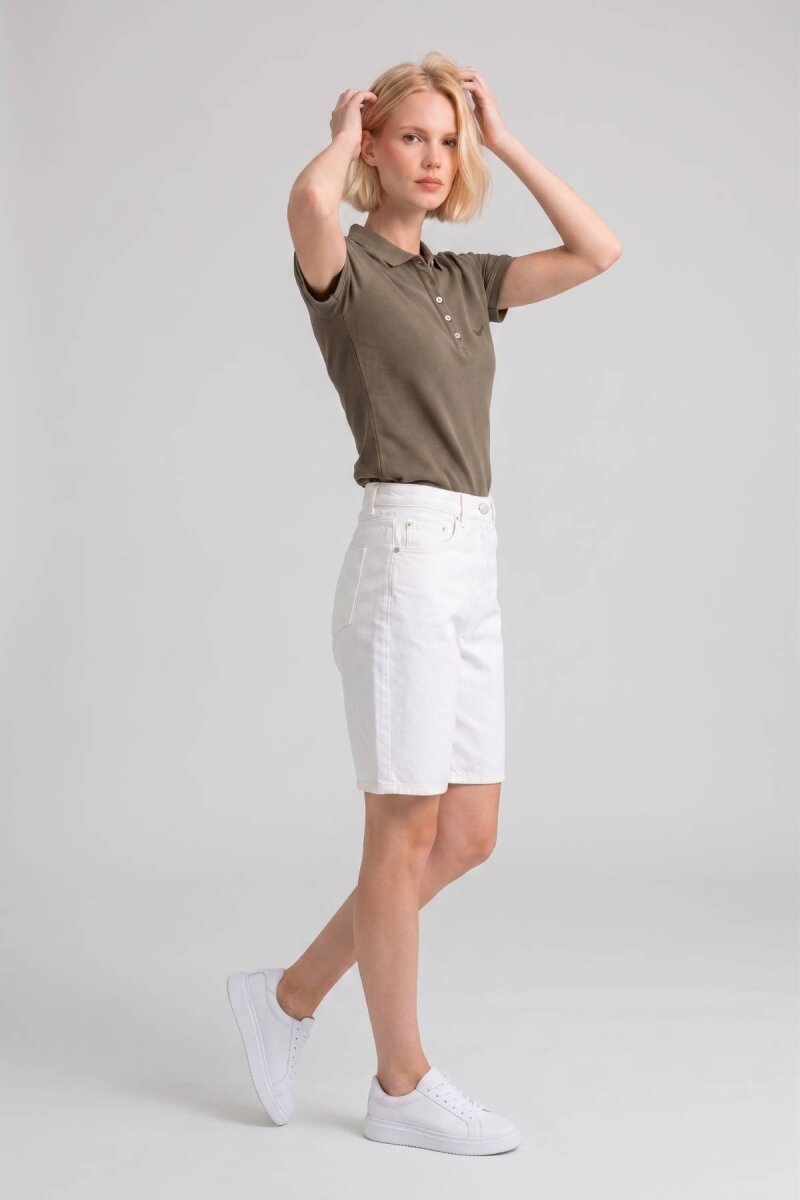 Kahverengi %100 Pamuk Polo Tişört - 2